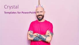  Presentation with unicorn - Colorful presentation theme enhanced with young-handsome-man-wearing-unicorn backdrop and a lemonade colored foreground