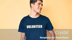  Presentation with volunteer - Theme enhanced with young-handsome-man-wearing-volunteer background and a ocean colored foreground