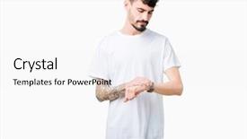  Presentation with time - Theme enhanced with young handsome man wearing white background and a white colored foreground