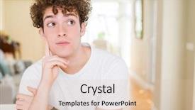  Presentation with question - Theme enhanced with young handsome man wearing white background and a lemonade colored foreground