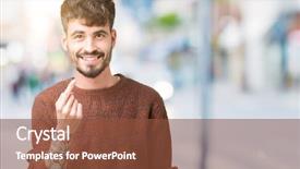  Presentation with over come challanges - Slide deck enhanced with young handsome man wearing winter background and a  colored foreground