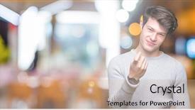  Presentation with over come challanges - Audience pleasing theme consisting of young handsome man wearing winter backdrop and a  colored foreground