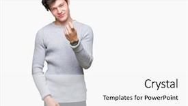  Presentation with over come challanges - Slide deck with young handsome man wearing winter background and a white colored foreground