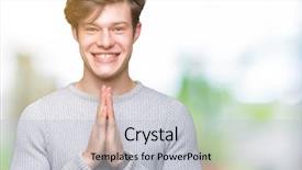  Presentation with praying hands - Amazing slide set having young handsome man wearing winter backdrop and a  colored foreground