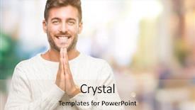  Presentation with mom praying hands - Beautiful presentation theme featuring young handsome man wearing winter backdrop and a  colored foreground