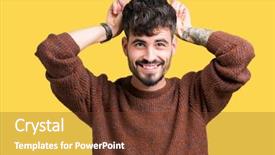  Presentation with winter - Colorful presentation theme enhanced with young handsome man wearing winter backdrop and a  colored foreground