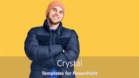  Presentation with 3 d man person - Presentation theme having young-handsome-man-wearing-winter background and a ocean colored foreground