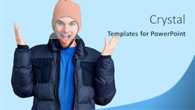  Presentation with winter - PPT layouts enhanced with young-handsome-man-wearing-winter background and a cool aqua colored foreground