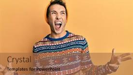  Presentation with wool - PPT layouts having young-handsome-man-wearing-wool background and a coral colored foreground