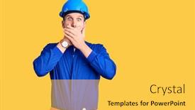  Presentation with health-care - Beautiful slides featuring young-handsome-man-wearing-worker backdrop and a yellow colored foreground