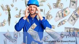  Presentation with flu virus - Beautiful PPT layouts featuring young-handsome-man-wearing-worker backdrop and a teal colored foreground