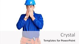  Presentation with acne - PPT theme consisting of young-handsome-man-wearing-worker background and a white colored foreground