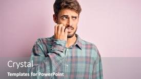  Presentation with pink nails - Colorful slide set enhanced with young-handsome-man-with-beard backdrop and a gray colored foreground