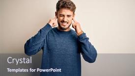  Presentation with noise - Cool new PPT theme with young-handsome-man-with-beard backdrop and a ocean colored foreground