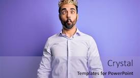  Presentation with king crown - Slide deck with young-handsome-man-with-beard background and a light blue colored foreground