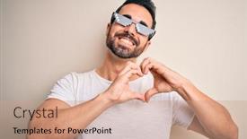  Presentation with love heart - Amazing slides having young-handsome-man-with-beard backdrop and a coral colored foreground