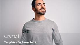  Presentation with beard - PPT theme having young-handsome-man-with-beard background and a gray colored foreground