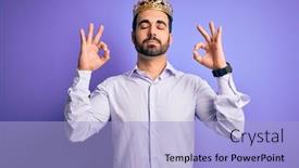 Presentation with king crown - Cool new presentation theme with young-handsome-man-with-beard backdrop and a light blue colored foreground