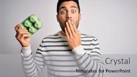  Presentation with box carton - Amazing slide deck having young-handsome-man-with-beard backdrop and a light gray colored foreground