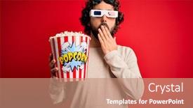  Presentation with red movie - Audience pleasing slide set consisting of young-handsome-man-with-beard backdrop and a coral colored foreground