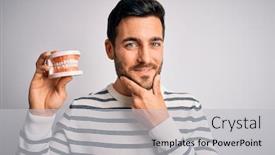  Presentation with denture - Beautiful slide set featuring young-handsome-man-with-beard backdrop and a light gray colored foreground