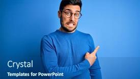  Presentation with forefinger - Amazing presentation design having young-handsome-man-with-beard backdrop and a ocean colored foreground