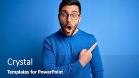  Presentation with young man wearing a hat - Presentation design enhanced with young-handsome-man-with-beard background and a ocean colored foreground