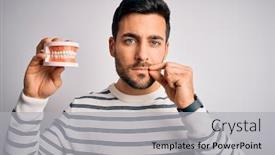  Presentation with lips mouth - PPT layouts with young-handsome-man-with-beard background and a light gray colored foreground