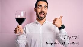  Presentation with drinking glass - Presentation theme having young-handsome-man-with-beard background and a lemonade colored foreground
