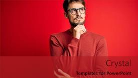  Presentation with beard - Slide set consisting of young-handsome-man-with-beard background and a crimson colored foreground