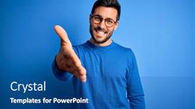  Presentation with friendly - Audience pleasing slides consisting of young-handsome-man-with-beard backdrop and a ocean colored foreground