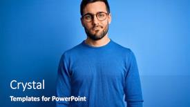  Presentation with blue eyes - Audience pleasing slides consisting of young-handsome-man-with-beard backdrop and a ocean colored foreground