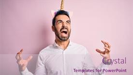  Presentation with unicorn pink - Slide deck featuring young-handsome-man-with-beard background and a lemonade colored foreground