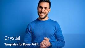  Presentation with stone cross all things work together - PPT theme having young-handsome-man-with-beard background and a ocean colored foreground