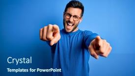  Presentation with europeskt man - Cool new slide deck with young-handsome-man-with-beard backdrop and a ocean colored foreground