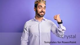  Presentation with king crown - Amazing theme having young-handsome-man-with-beard backdrop and a light blue colored foreground