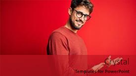  Presentation with red laser beam - PPT theme having young-handsome-man-with-beard background and a crimson colored foreground