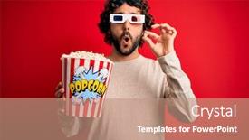  Presentation with red movie - Audience pleasing PPT layouts consisting of young-handsome-man-with-beard backdrop and a coral colored foreground