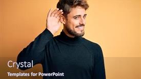  Presentation with hearing - Slides having young-handsome-man-with-beard background and a wine colored foreground