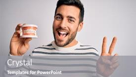  Presentation with denture - Amazing slide set having young-handsome-man-with-beard backdrop and a gray colored foreground