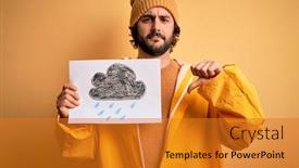  Presentation with rainy day - Slide set featuring young-handsome-man-with-beard background and a gold colored foreground