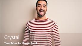  Presentation with young man wearing a hat - Cool new slide set with young-handsome-man-with-beard backdrop and a coral colored foreground