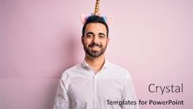  Presentation with unicorn pink - Presentation design enhanced with young-handsome-man-with-beard background and a lemonade colored foreground