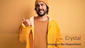  Presentation with rainy day - Cool new presentation theme with young-handsome-man-with-beard backdrop and a gold colored foreground