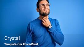  Presentation with sore throat - Presentation theme featuring young-handsome-man-with-beard background and a ocean colored foreground