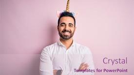  Presentation with pink unicorn - Amazing slide deck having young-handsome-man-with-beard backdrop and a lemonade colored foreground