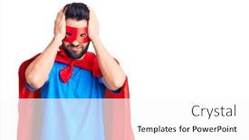  Presentation with super man - Colorful PPT theme enhanced with young-handsome-man-with-beard backdrop and a white colored foreground