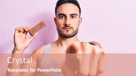  Presentation with energy bar - Cool new presentation design with young-handsome-man-with-beard backdrop and a coral colored foreground