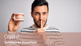  Presentation with beard - Cool new slide set with young-handsome-man-with-beard backdrop and a coral colored foreground