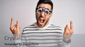  Presentation with optometry - Presentation theme consisting of young-handsome-man-with-beard background and a light gray colored foreground